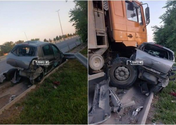 Bakı-Sumqayıt yolunda ağır qəza: Yük maşını minik avtomobili ilə toqquşdu