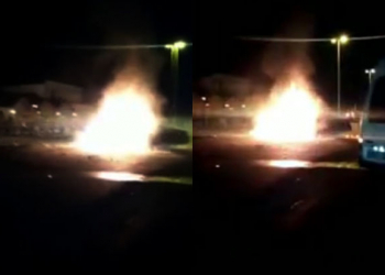 Bakıda iki avtomobil toqquşdu: Maşın alovlandı - Video