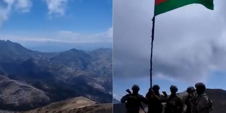 Hərbçilərimiz Xankəndi-Xəlfəli-Turşsu yolunda Azərbaycan bayrağı dalğalandırdılar - Video